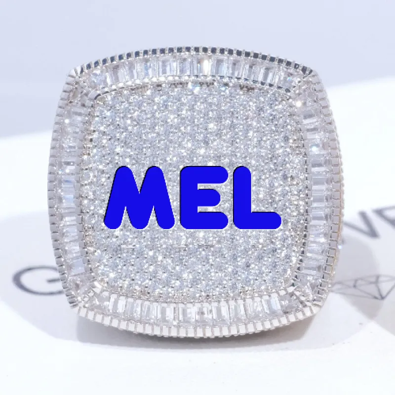 CUSTOM LETTER 3D ICED RING made by The GUU Shop