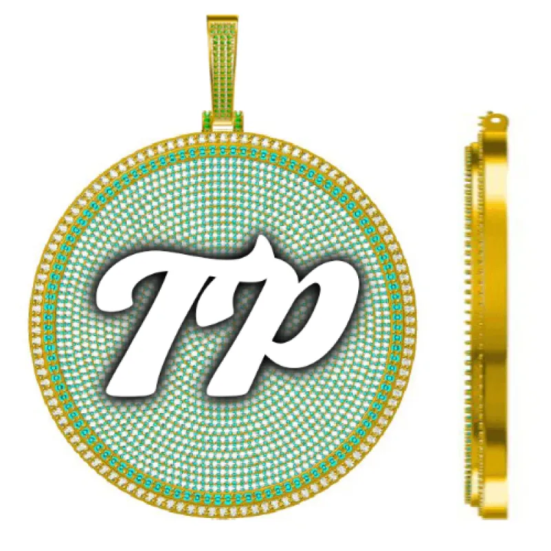 CUSTOM LETTER NECKLACE 3D BIG DISC sold by The GUU Shop