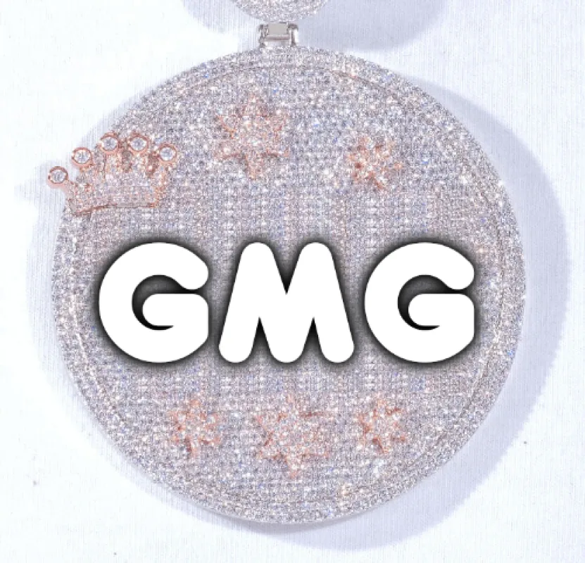 CUSTOM LETTER NECKLACE 3D BIG CROWN DISC made by The GUU Shop
