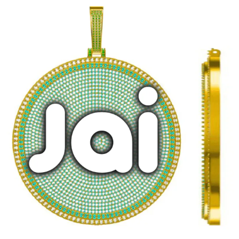 CUSTOM LETTER NECKLACE 3D BIG DISC sold by The GUU Shop