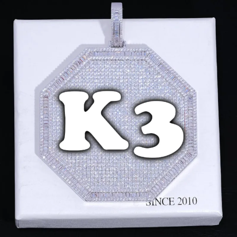 CUSTOM LETTER NECKLACE 3D BIG OCTAGON made by The GUU Shop