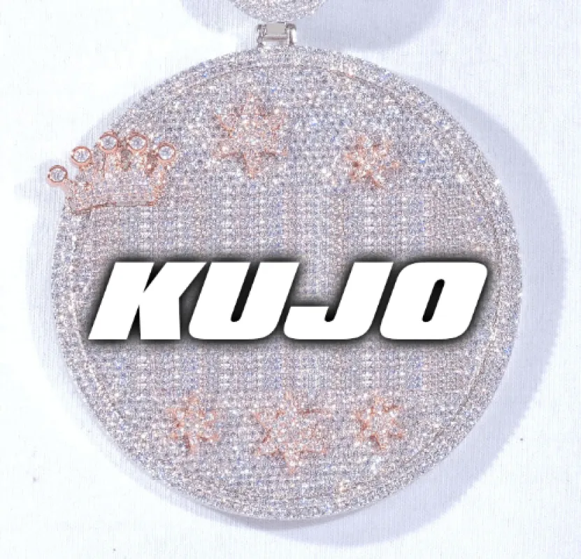 CUSTOM LETTER NECKLACE 3D BIG CROWN DISC sold by The GUU Shop