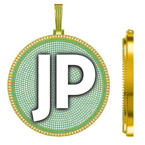 CUSTOM LETTER NECKLACE 3D BIG DISC sold by The GUU Shop