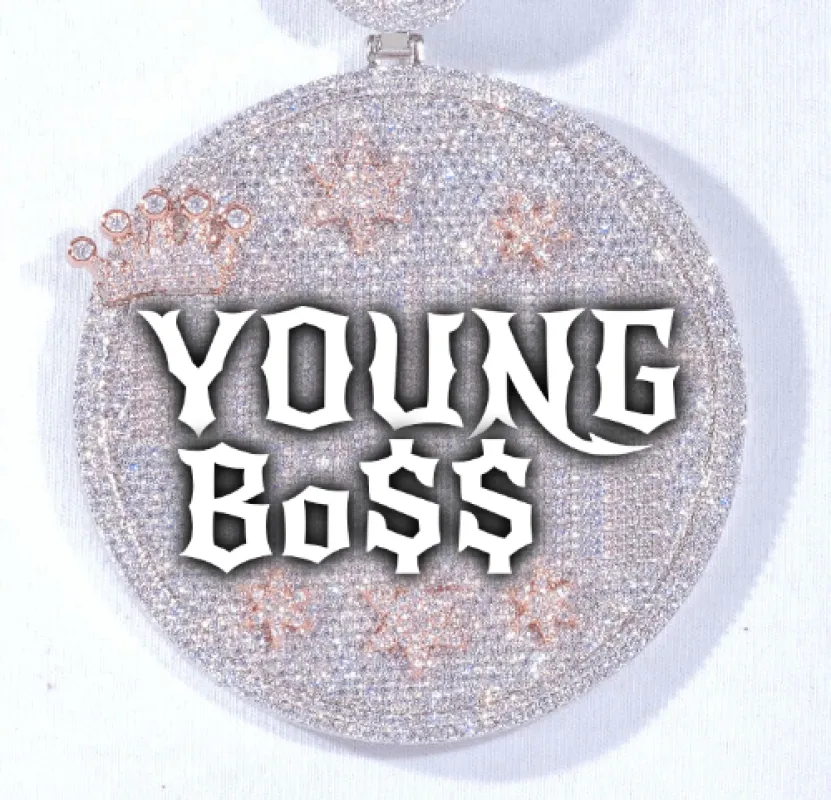 CUSTOM LETTER NECKLACE 3D BIG CROWN DISC sold by The GUU Shop