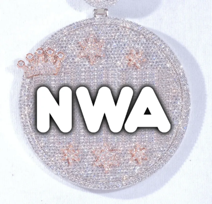 CUSTOM LETTER NECKLACE 3D BIG CROWN DISC sold by The GUU Shop