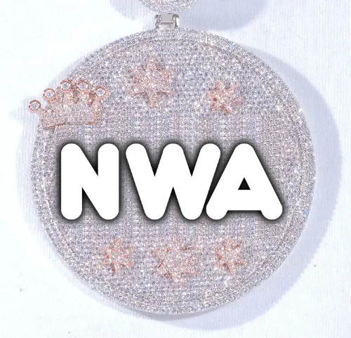 CUSTOM LETTER NECKLACE 3D BIG CROWN DISC sold by The GUU Shop