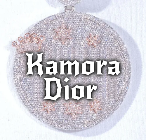 CUSTOM LETTER NECKLACE 3D BIG CROWN DISC sold by The GUU Shop