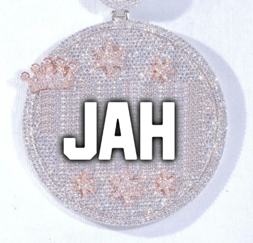 CUSTOM LETTER NECKLACE 3D BIG CROWN DISC made by The GUU Shop