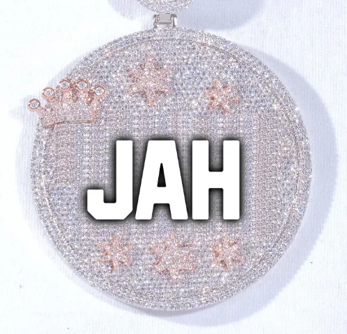CUSTOM LETTER NECKLACE 3D BIG CROWN DISC sold by The GUU Shop