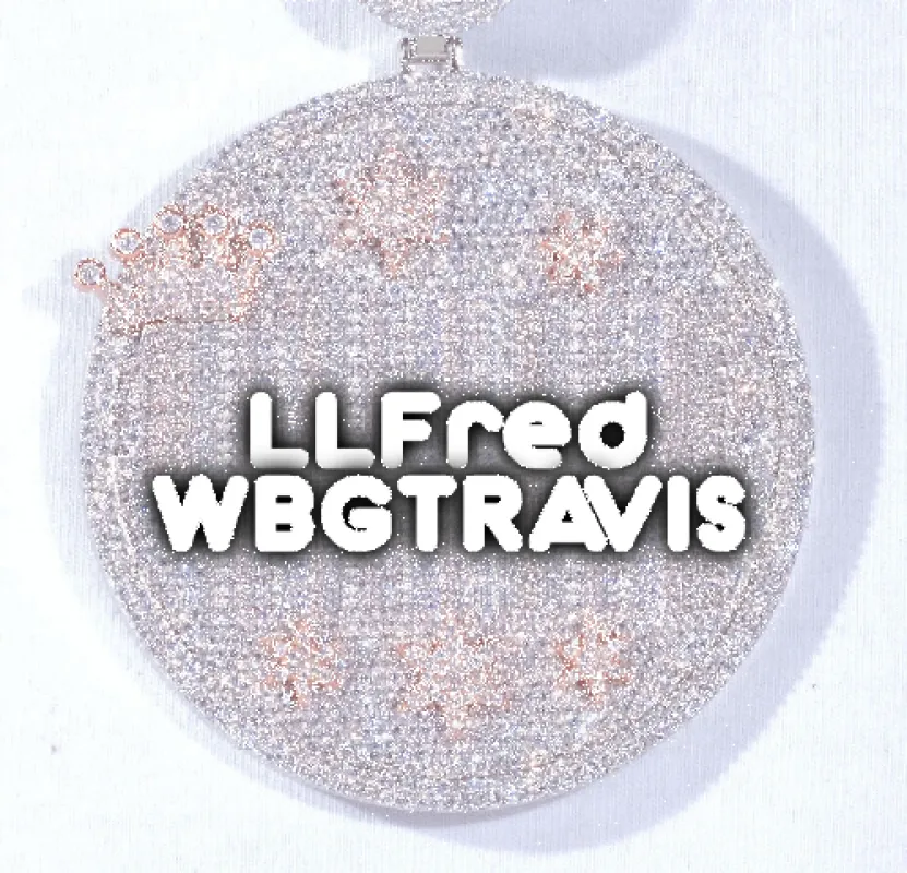 CUSTOM LETTER NECKLACE 3D BIG CROWN DISC sold by The GUU Shop