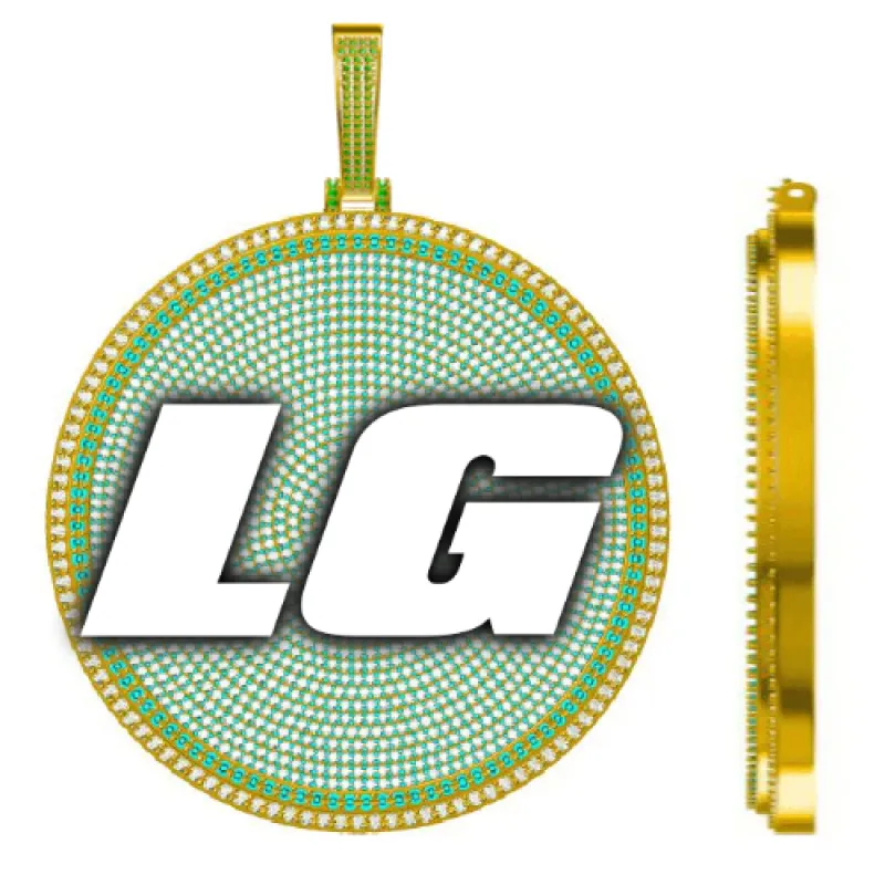 CUSTOM LETTER NECKLACE 3D BIG DISC made by The GUU Shop