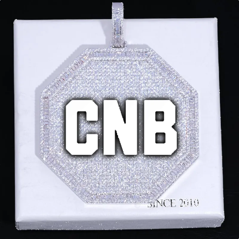 CUSTOM LETTER NECKLACE 3D BIG OCTAGON made by The GUU Shop