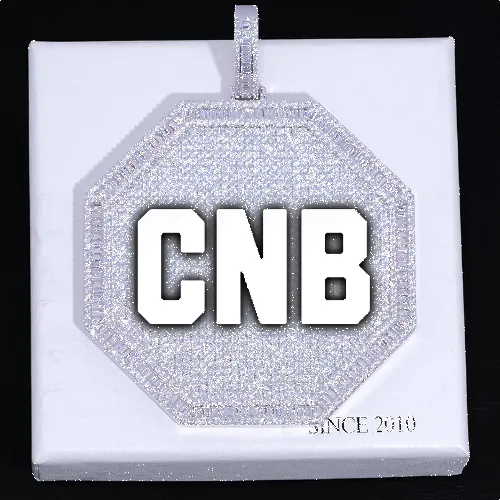 CUSTOM LETTER NECKLACE 3D BIG OCTAGON sold by The GUU Shop