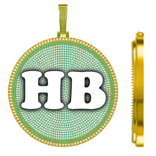 CUSTOM LETTER NECKLACE 3D BIG DISC sold by The GUU Shop