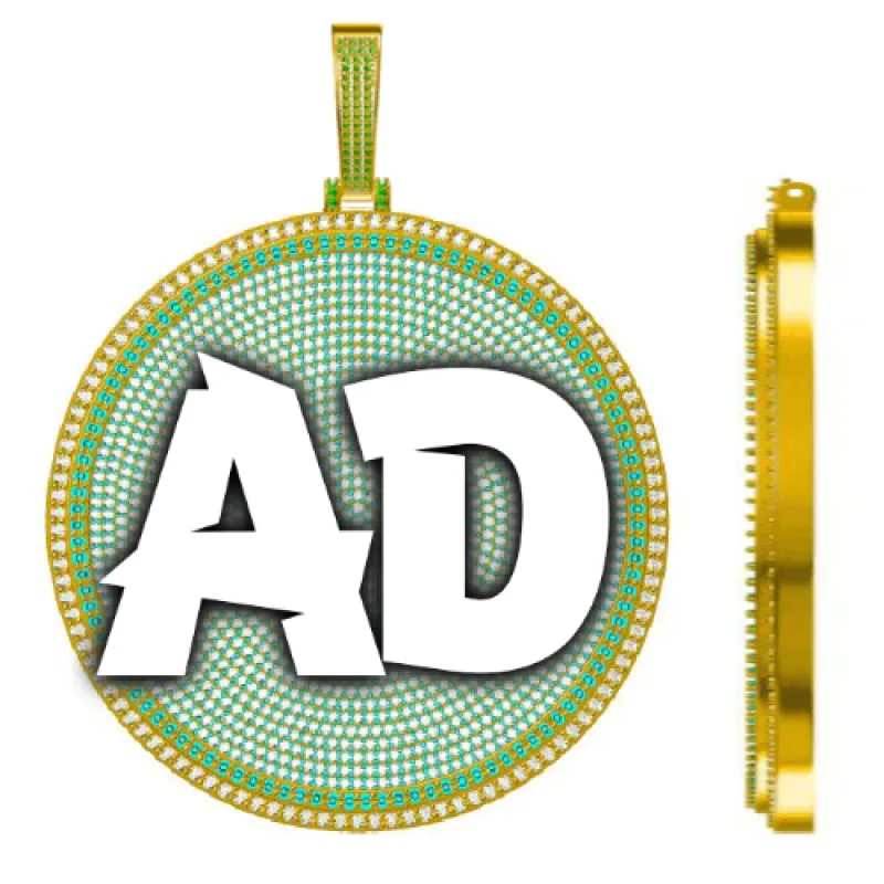 CUSTOM LETTER NECKLACE 3D BIG DISC made by The GUU Shop