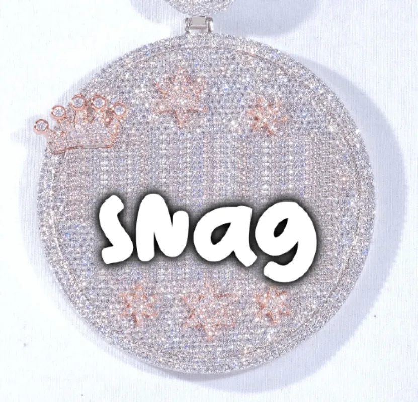 CUSTOM LETTER NECKLACE 3D BIG CROWN DISC sold by The GUU Shop