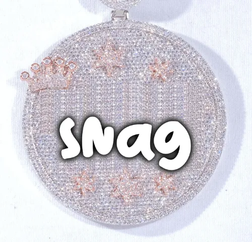 CUSTOM LETTER NECKLACE 3D BIG CROWN DISC sold by The GUU Shop