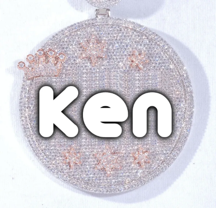 CUSTOM LETTER NECKLACE 3D BIG CROWN DISC sold by The GUU Shop