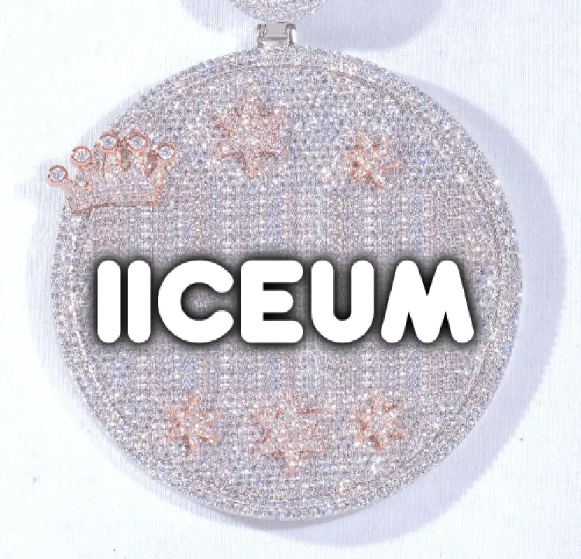 CUSTOM LETTER NECKLACE 3D BIG CROWN DISC made by The GUU Shop