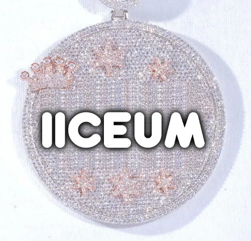 CUSTOM LETTER NECKLACE 3D BIG CROWN DISC sold by The GUU Shop