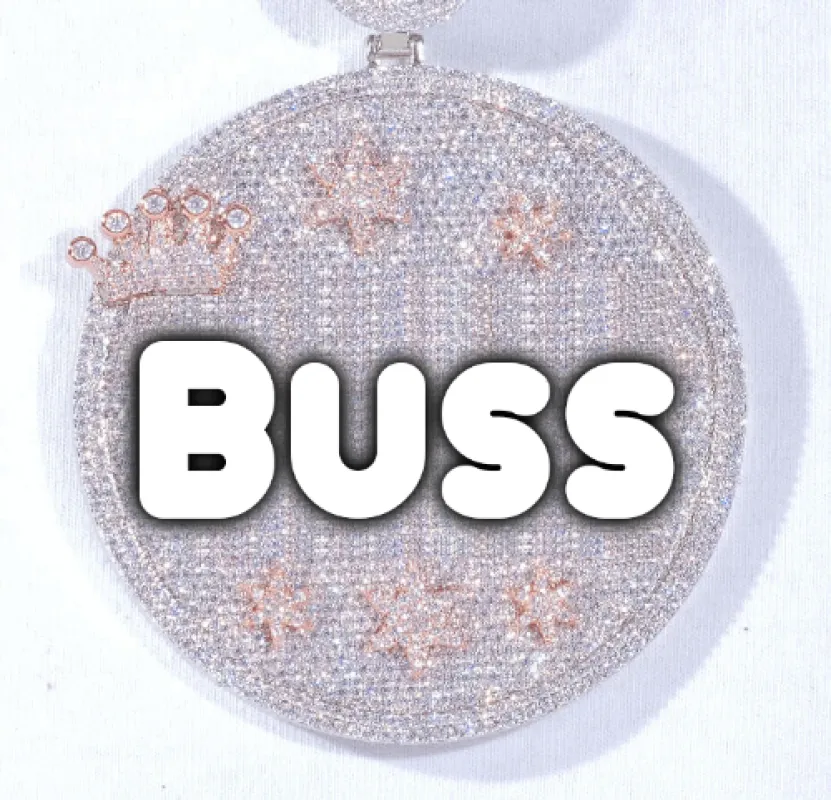 CUSTOM LETTER NECKLACE 3D BIG CROWN DISC sold by The GUU Shop