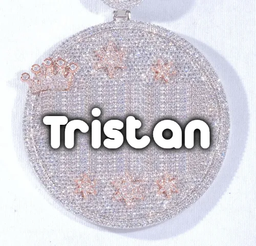 CUSTOM LETTER NECKLACE 3D BIG CROWN DISC sold by The GUU Shop