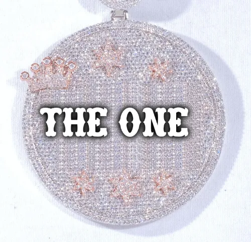 CUSTOM LETTER NECKLACE 3D BIG CROWN DISC sold by The GUU Shop