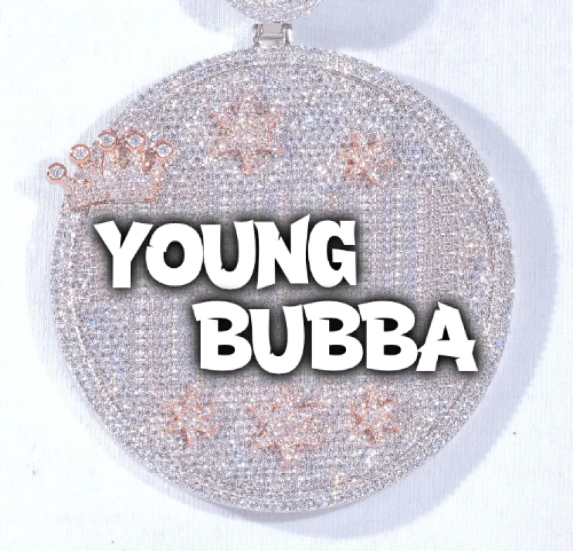 CUSTOM LETTER NECKLACE 3D BIG CROWN DISC sold by The GUU Shop