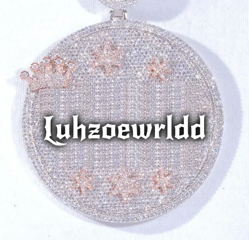 CUSTOM LETTER NECKLACE 3D BIG CROWN DISC sold by The GUU Shop