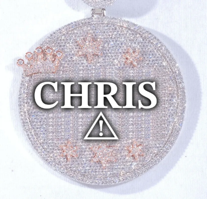 CUSTOM LETTER NECKLACE 3D BIG CROWN DISC made by The GUU Shop