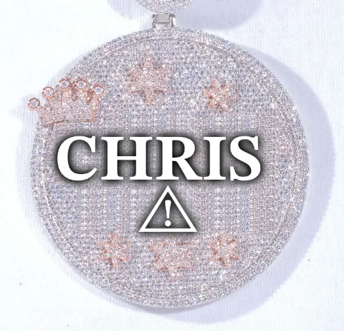 CUSTOM LETTER NECKLACE 3D BIG CROWN DISC sold by The GUU Shop