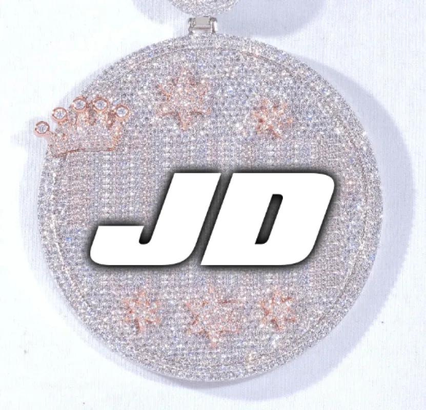 CUSTOM LETTER NECKLACE 3D BIG CROWN DISC made by The GUU Shop