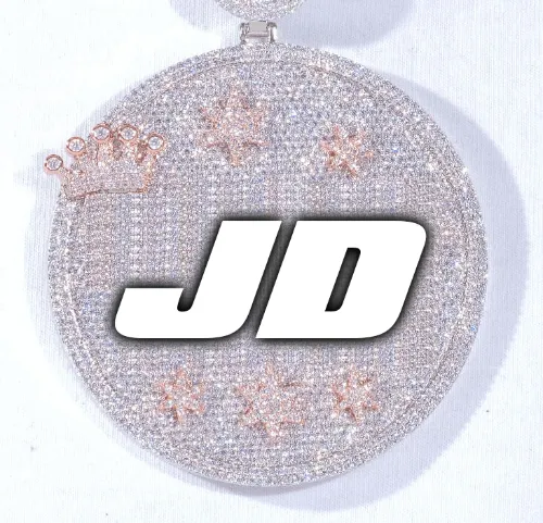 CUSTOM LETTER NECKLACE 3D BIG CROWN DISC sold by The GUU Shop