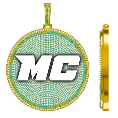 CUSTOM LETTER NECKLACE 3D BIG DISC sold by The GUU Shop