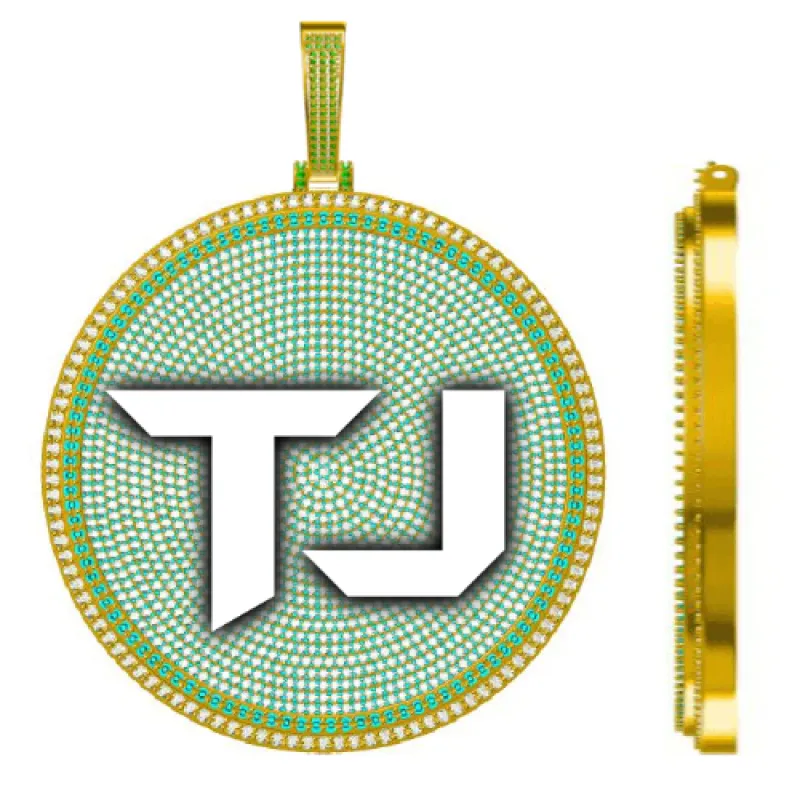 CUSTOM LETTER NECKLACE 3D BIG DISC made by The GUU Shop