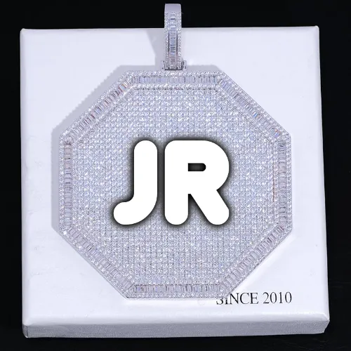 CUSTOM LETTER NECKLACE 3D BIG OCTAGON sold by The GUU Shop