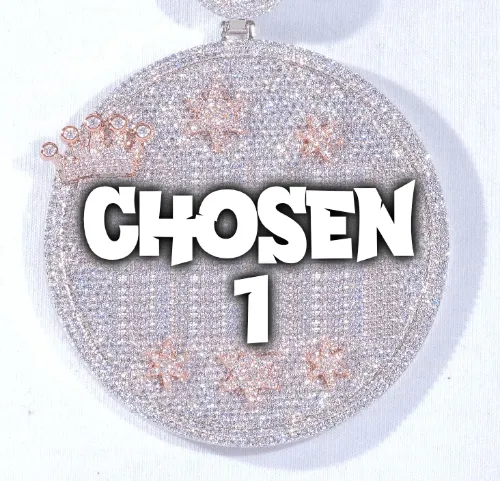 CUSTOM LETTER NECKLACE 3D BIG CROWN DISC sold by The GUU Shop