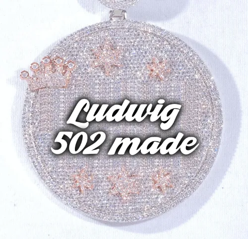 CUSTOM LETTER NECKLACE 3D BIG CROWN DISC sold by The GUU Shop