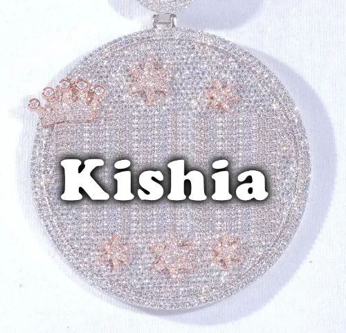 CUSTOM LETTER NECKLACE 3D BIG CROWN DISC sold by The GUU Shop