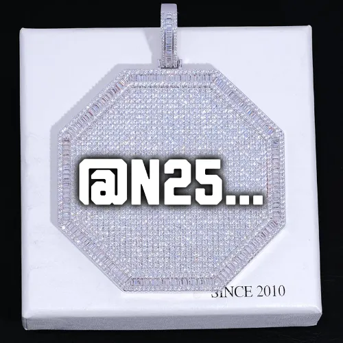 CUSTOM LETTER NECKLACE 3D BIG OCTAGON sold by The GUU Shop