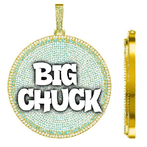 CUSTOM LETTER NECKLACE 3D BIG DISC sold by The GUU Shop