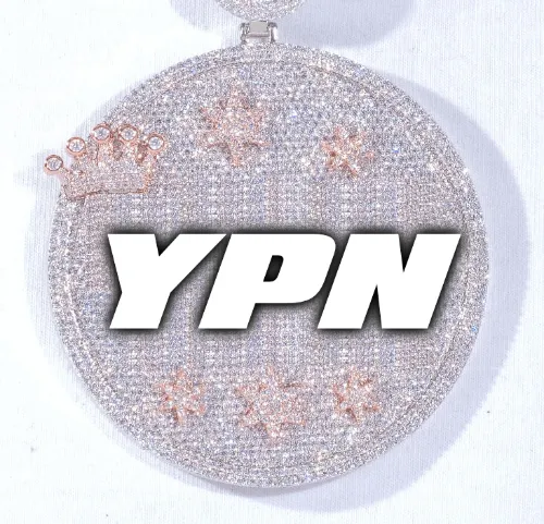 CUSTOM LETTER NECKLACE 3D BIG CROWN DISC sold by The GUU Shop