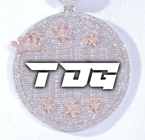 CUSTOM LETTER NECKLACE 3D BIG CROWN DISC sold by The GUU Shop