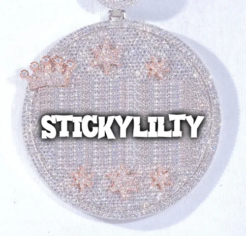 CUSTOM LETTER NECKLACE 3D BIG CROWN DISC sold by The GUU Shop