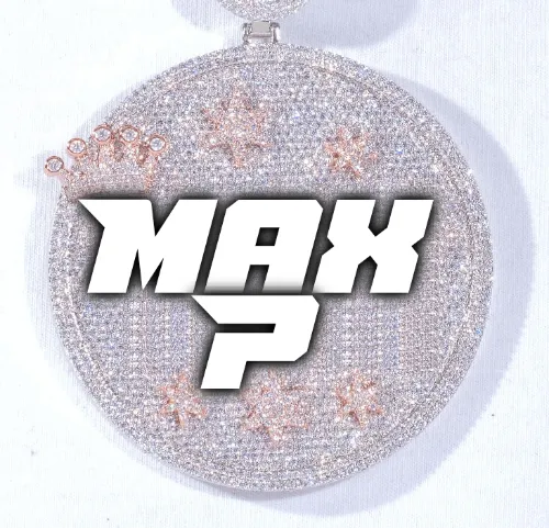 CUSTOM LETTER NECKLACE 3D BIG CROWN DISC sold by The GUU Shop