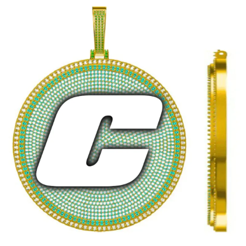 CUSTOM LETTER NECKLACE 3D BIG DISC made by The GUU Shop