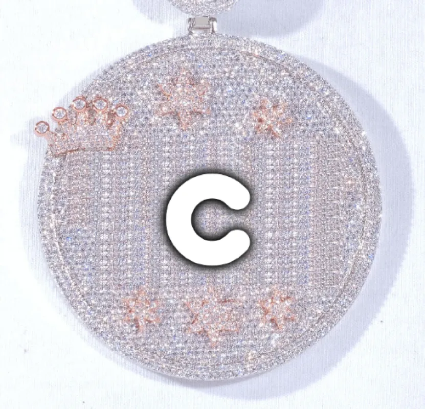 CUSTOM LETTER NECKLACE 3D BIG CROWN DISC made by The GUU Shop