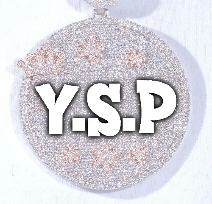 CUSTOM LETTER NECKLACE 3D BIG CROWN DISC made by The GUU Shop