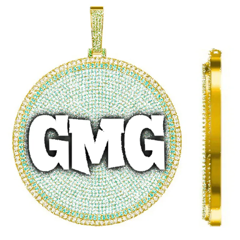 CUSTOM LETTER NECKLACE 3D BIG DISC sold by The GUU Shop