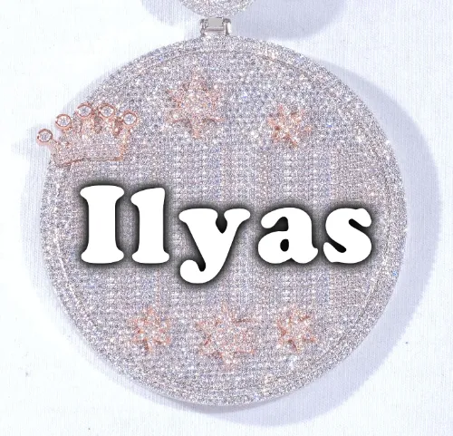 CUSTOM LETTER NECKLACE 3D BIG CROWN DISC sold by The GUU Shop
